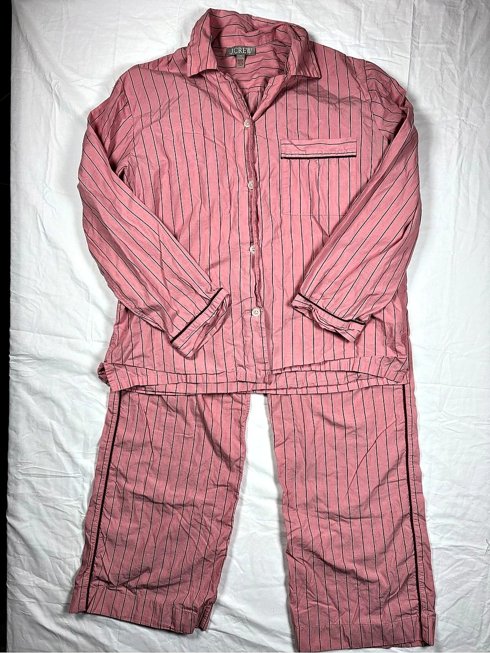J.CREW Vintage Pajama Set in Stripe Pink & Black XS